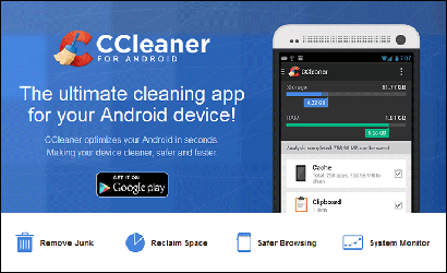 Скриншот фрагмента страницы PiriformCCleaner на Гугл Плей (Google Play)